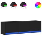 vidaXL Meuble TV avec LED noir 140x34x40 cm bois d'ingénierie
