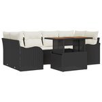 Ensemble de canapé de jardin de 7 pièces vidaXL avec coussins en rotin noir