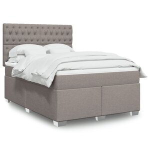 vidaXL Sommier à lattes de lit avec matelas Taupe 140x200 cm Tissu