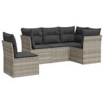 vidaXL Salon de jardin 5 Pièces avec coussins gris clair résine tressée
