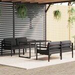 vidaXL Salon de jardin 5 Pièces avec coussins Aluminium Anthracite