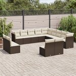 vidaXL Salon de jardin avec coussins 13 Pièces marron résine tressée
