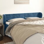 vidaXL Tête de lit avec oreilles Bleu foncé 203x23x78/88 cm Velours