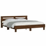 vidaXL Cadre de lit avec tête de lit chêne marron 160x200 cm
