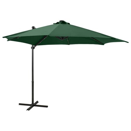 vidaXL Parasol déporté avec mât et lumières LED Vert 300 cm