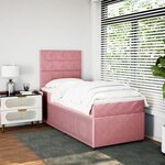 vidaXL Sommier à lattes de lit avec matelas Rose 90x200 cm Velours