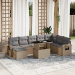 vidaXL Salon de jardin avec coussins 9 Pièces beige résine tressée