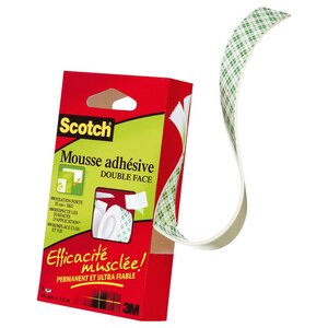 Ruban mousse double-face permanent Blanc 19 mm x 1,5 m (rouleau 1.5 mètres)