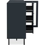Buffet salle à manger CARACAS - bleu navy - 2 portes vitrées + 3 tiroirs - 120 x 90 x 40 cm