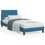 vidaXL Lit avec matelas bleu 90x200 cm velours