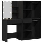 vidaXL Table de Maquillage LED avec 2 Armoires Chêne Noir Bois d'Ingénierie