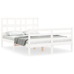 vidaXL Cadre de lit avec tête de lit blanc 140x190 cm bois massif