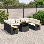 vidaXL Salon de jardin 11 Pièces avec coussins noir résine tressée