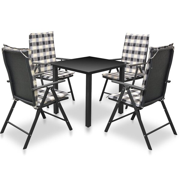 vidaXL Ensemble à manger d'extérieur 5Pièces avec coussins Aluminium Noir