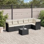 vidaXL Salon de jardin 7 Pièces avec coussins noir résine tressée
