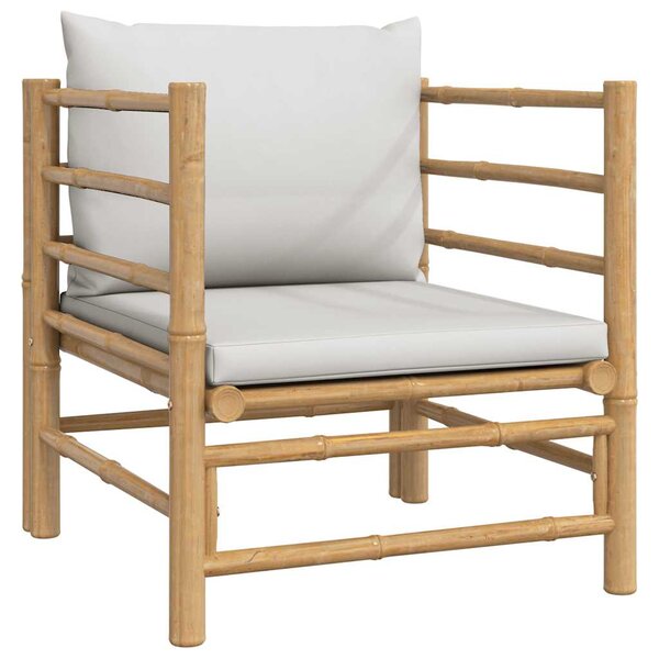 vidaXL Canapé de jardin avec coussins gris clair bambou