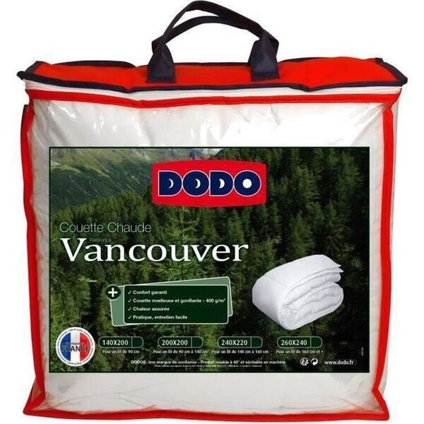 Couette chaude Vancouver 220 x 240 cm - 400 g/ m² - Blanc