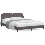 vidaXL Lit avec matelas gris 160x200 cm similicuir