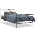 vidaXL Cadre de lit métal avec tête de lit/pied de lit noir 107x203 cm