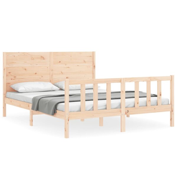 vidaXL Cadre de lit avec tête de lit 160x200 cm bois massif