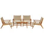 vidaXL Ensemble de Jardin 5 Pièces : Chaises en Bois d'Acacia Beiges & Table