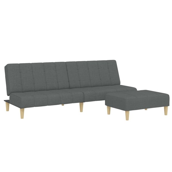 vidaXL Canapé-lit à 2 places avec repose-pied gris foncé tissu