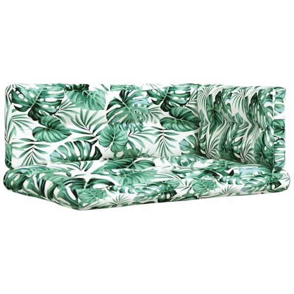 vidaXL Coussins de palette lot de 3 motif de feuilles tissu