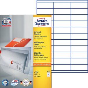 Bte 3300 etiquettes multi-usages 70 x 25,4 mm blanc avery zweckform