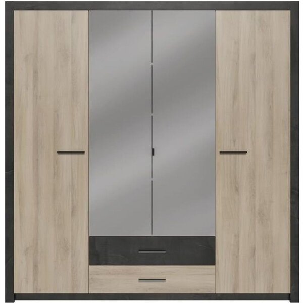 Armoire - chêne Kronberg - 4 portes et 2 tiroirs - Chambre - 198 x 203 1 x 56 6 cm