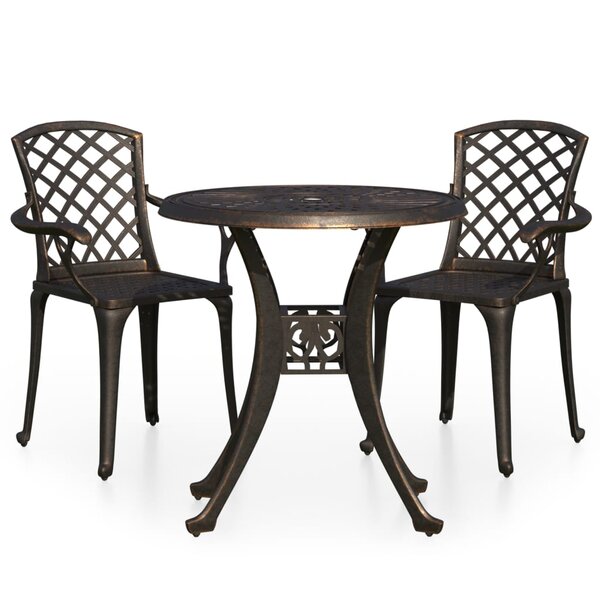 vidaXL Ensemble de bistro 3 Pièces Aluminium coulé Bronze