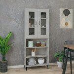 Vidaxl buffet haut gris béton 69 5x34x180 cm bois d'ingénierie