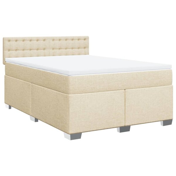 vidaXL Sommier à lattes de lit avec matelas Crème 140x190 cm Tissu