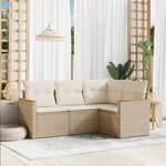 vidaXL Salon de jardin avec coussins 4 Pièces beige résine tressée
