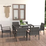 vidaXL Ensemble à manger de jardin 7 Pièces Résine tressée Gris