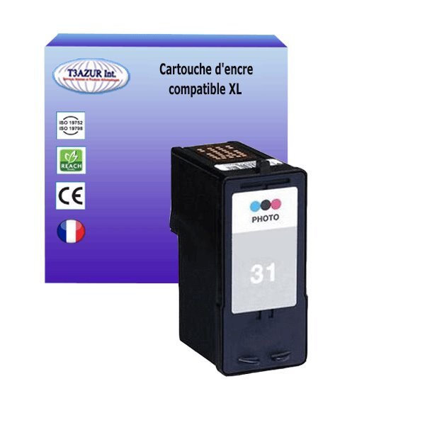 Cartouche compatible avec Lexmark 31 pour Lexmark X6675, X7170, X7310, X7350, X8300, X8310, X8350 Photo Noire - T3AZUR