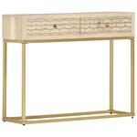 vidaXL Table console Doré 90 x 30 x 75 cm Bois de manguier massif
