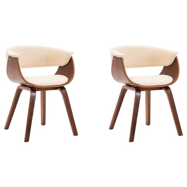 vidaXL Chaises à manger lot de 2 crème bois courbé et similicuir