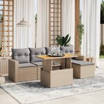 vidaXL Salon de jardin avec coussins 6 Pièces beige résine tressée