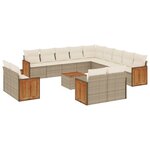 vidaXL Salon de jardin avec coussins 14 Pièces beige résine tressée