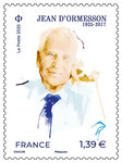 Timbre - Jean d'Ormesson (1925-2017) - Lettre verte