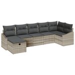 vidaXL Ensemble de Canapés de Jardin 7 Pièces avec Coussins Gris Clair en Rattan Poly