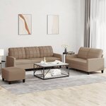 vidaXL Ensemble de canapés 3 Pièces avec coussins Cappuccino Similicuir