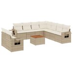 vidaXL Salon de jardin avec coussins 10 Pièces beige résine tressée