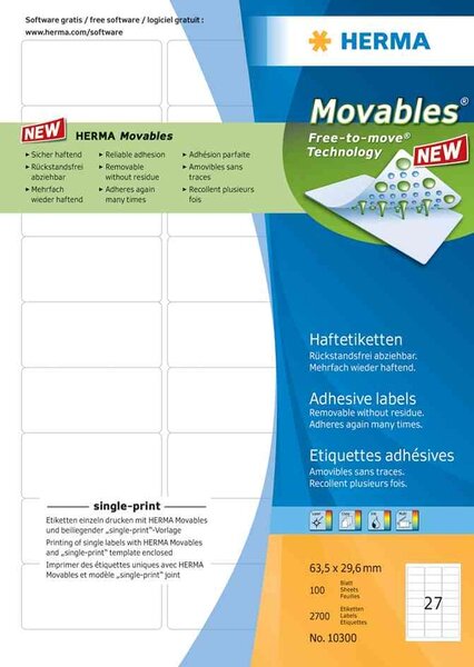 Etiquettes universelles special, 96 x 63,5 mm, blanc herma