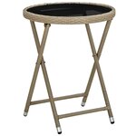 vidaXL Ensemble de bistro avec coussins 3 Pièces beige rotin et verre