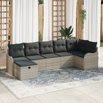 vidaXL Ensemble de Canapés de Jardin de 7 Pièces avec Coussins Gris Clair en Rotin Synthétique