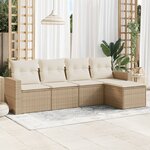 vidaXL Salon de jardin avec coussins 5 Pièces beige résine tressée