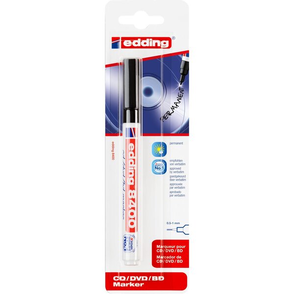 Marqueur cd-dvd-bd 8400 Noir Pointe Fine 0 5-1 mm x 10 EDDING