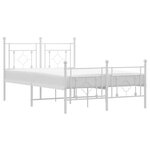 vidaXL Cadre de lit métal avec tête de lit/pied de lit blanc 120x190cm