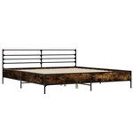 vidaXL Cadre de lit chêne fumé 200x200 cm bois d'ingénierie et métal